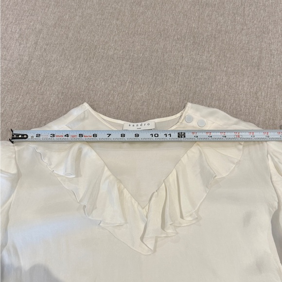 Sandro Cream Ruffle Blouse - Picture 6 of 7